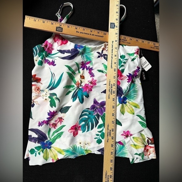 Island Escape Tankini Swimsuit Top Underwire Removable Pads Floral 8 Full Bust - Picture 11 of 13